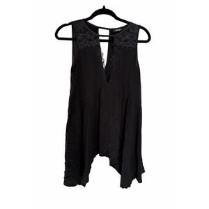 BKE Boutique Black Lace Tunic Top Large Handkerchief Hem Goth Whimsigoth Boho